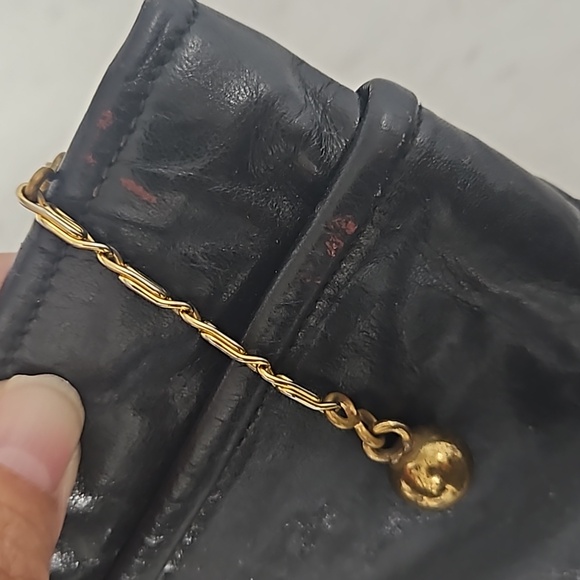 12.5×9 lg Soft black leather tan suede vintage Large purse  pull tag chain - Picture 15 of 17